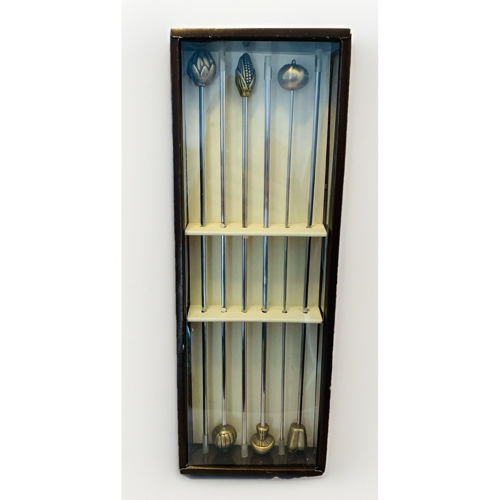 Shish Kabob Skewers BBQ Grill Brass Stainless 6 PC Set BBQ Chef Grilling Grill